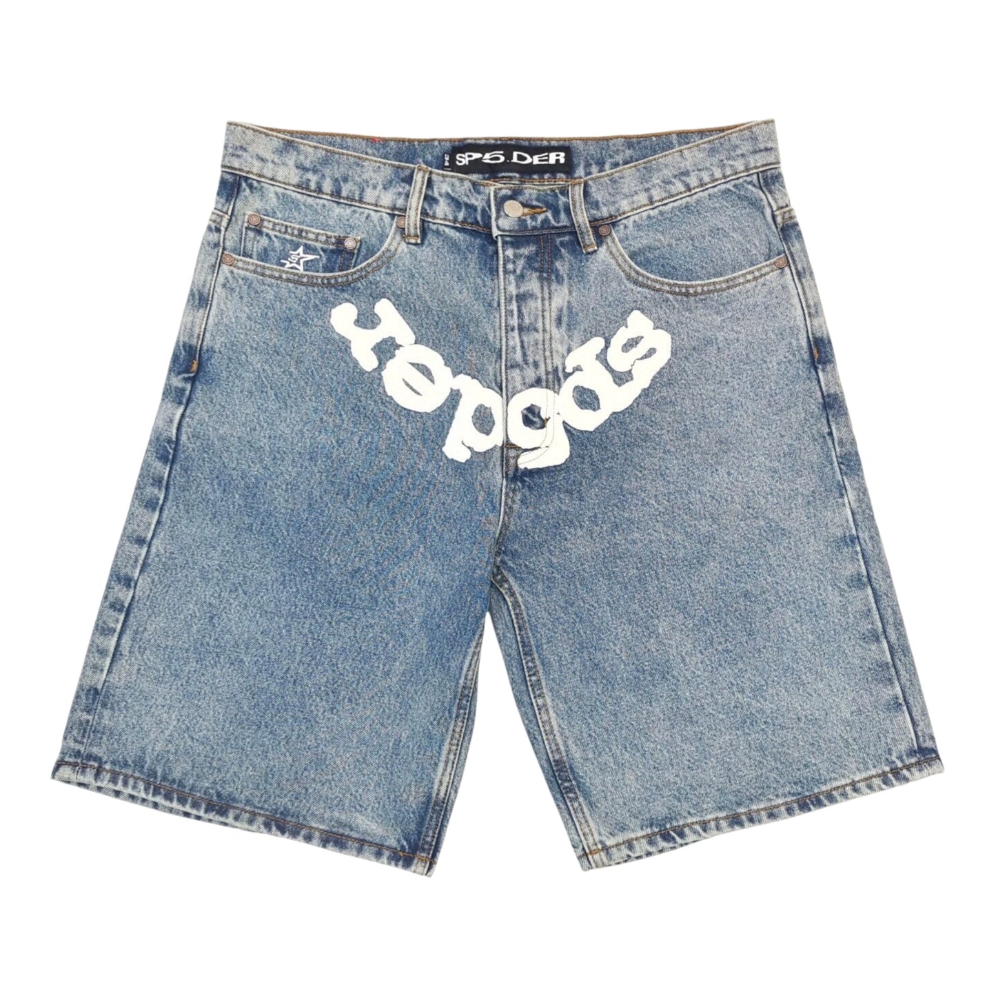 SP5DER WORLDWIDE OG LOGO DENIM SHORTS