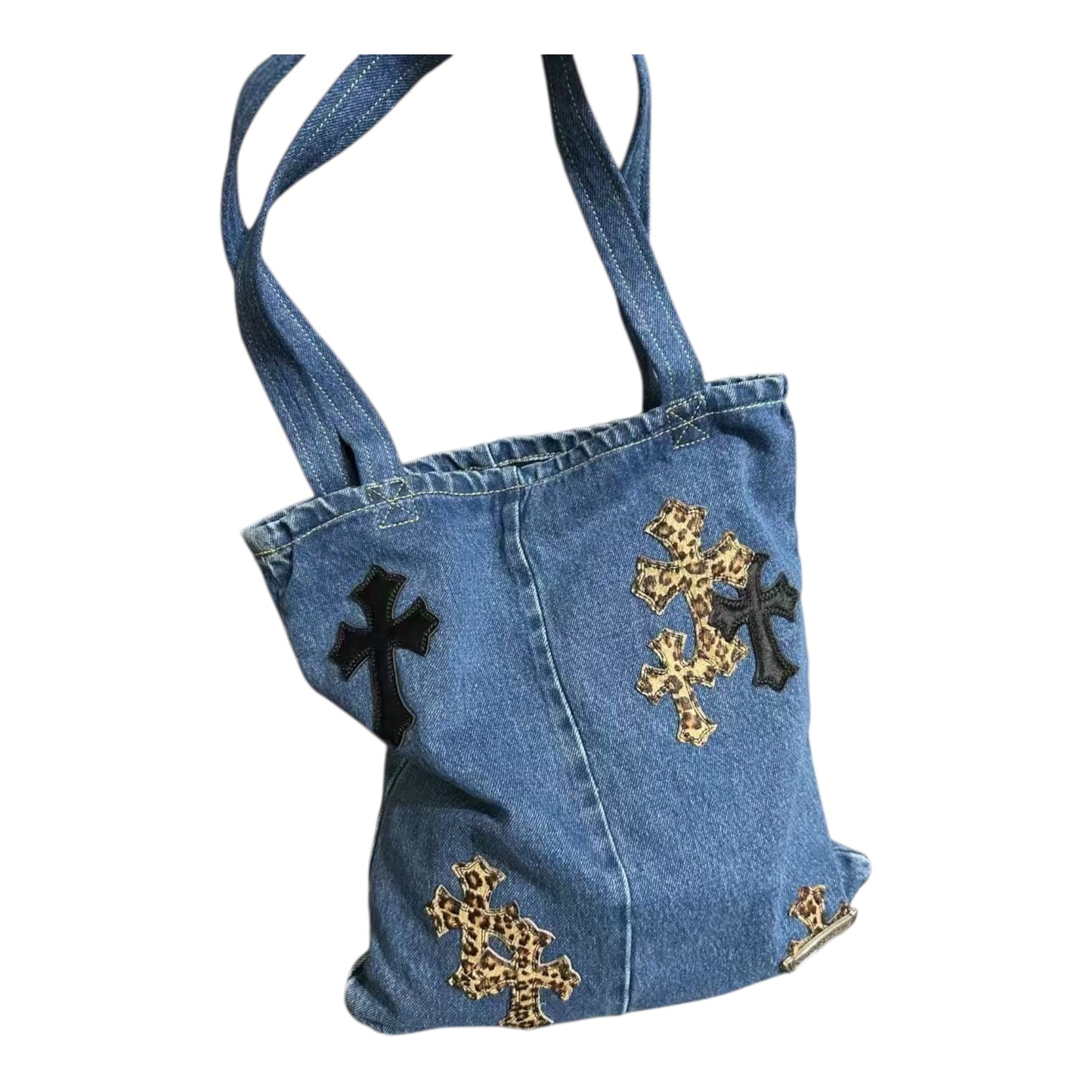 CHROME H CROSS PATCH DENIM TOTE BAG