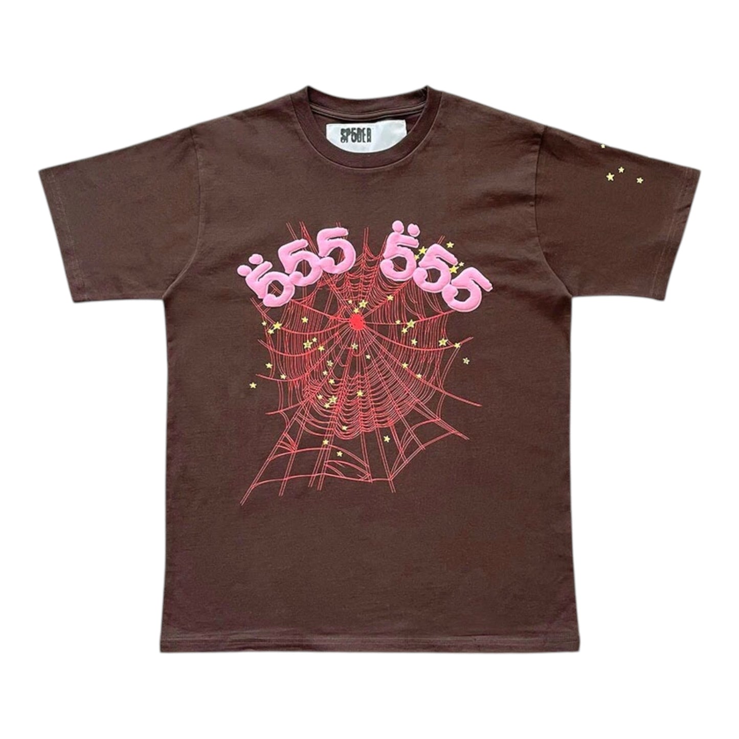 SP5DER WORLDWIDE ANGEL NUMBER BROWN TEE
