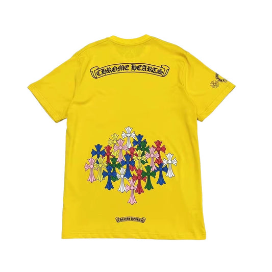 CHROME HEARTS YELLOW MULTI COLORS CROSSED TEE
