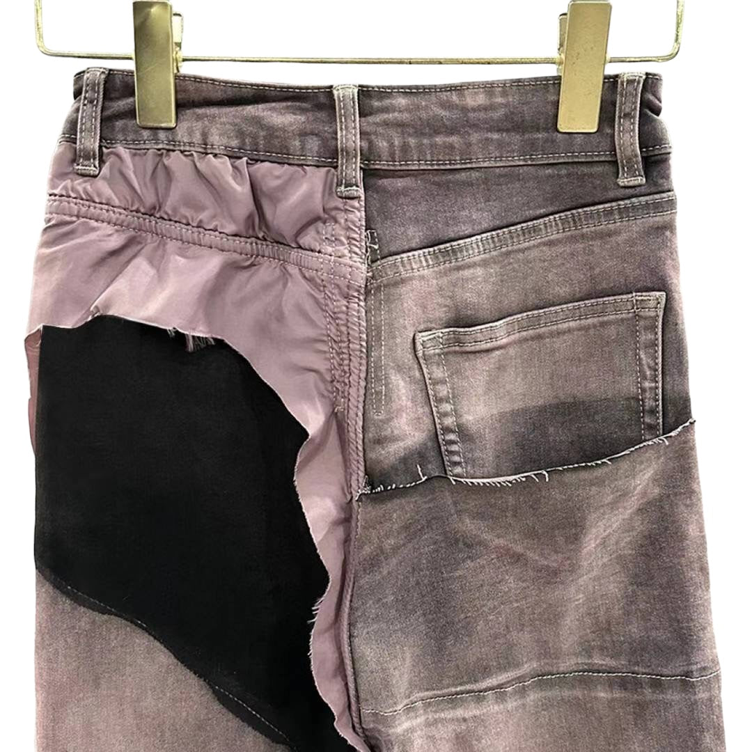 RICK OWENS FLARE OMBRE DENIM PANTS - “Pink”