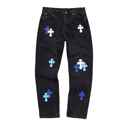 CHROME HEARTS 2 COLORS CROSS PATCH DENIM JEANS