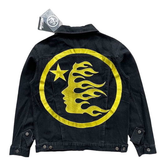 HELLSTAR LOGO GEL DENIM BLACK JACKET