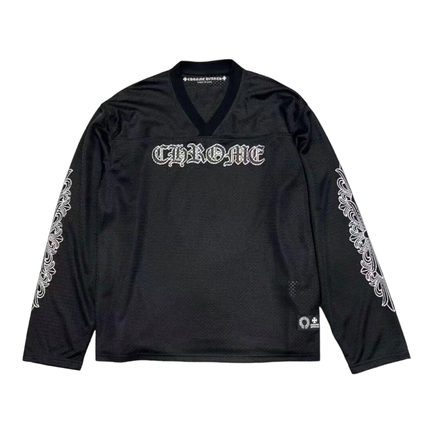 CHROME HEARTS SPORT MESH JERSEY LONG SLEEVE TOP - Black