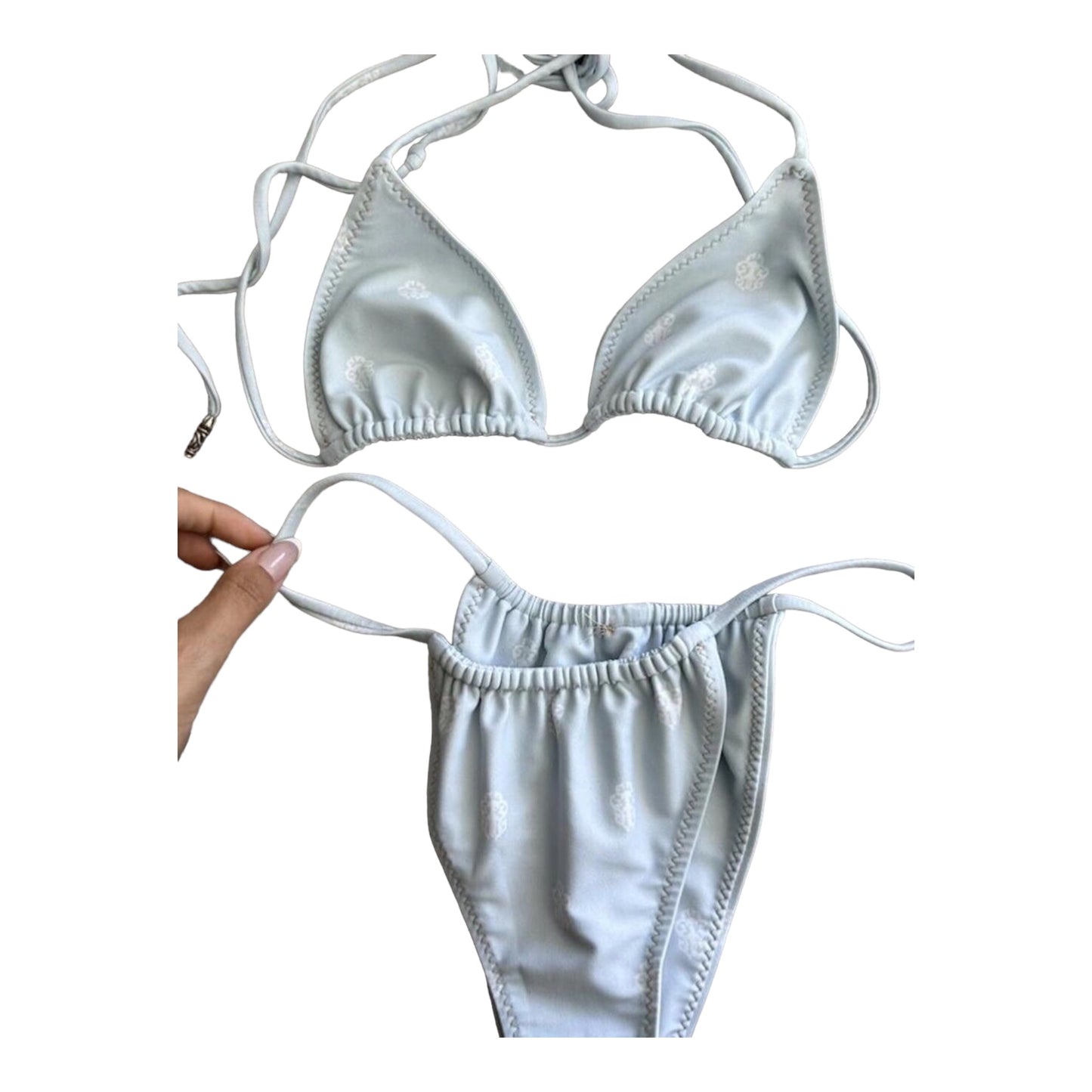 CHROME HEARTS x DIPPED IN BLUE DAGGER BIKINI SET “Pale grey”