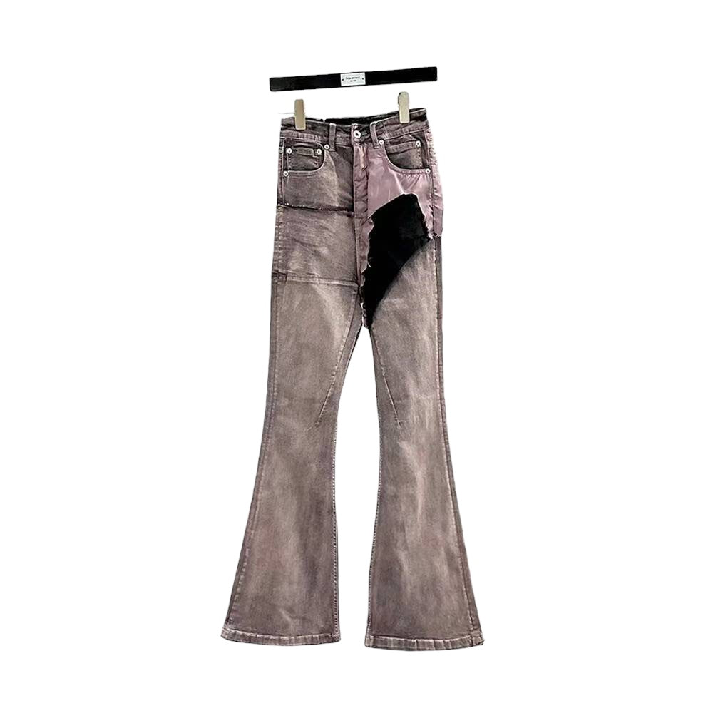 RICK OWENS FLARE OMBRE DENIM PANTS - “Pink”