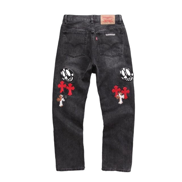 CHROME HEARTS SEX RECORDS 3 COLORS CROSS PATCH DENIM JEANS