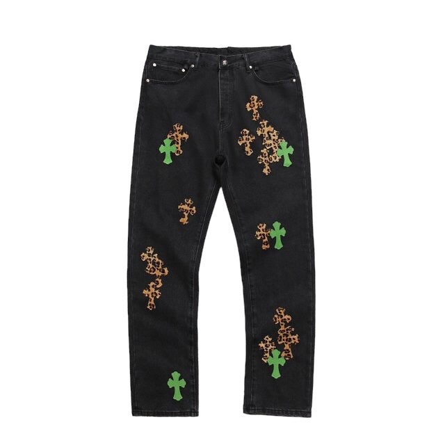 CHROME HEARTS 2 COLORS CROSS PATCH DENIM JEANS