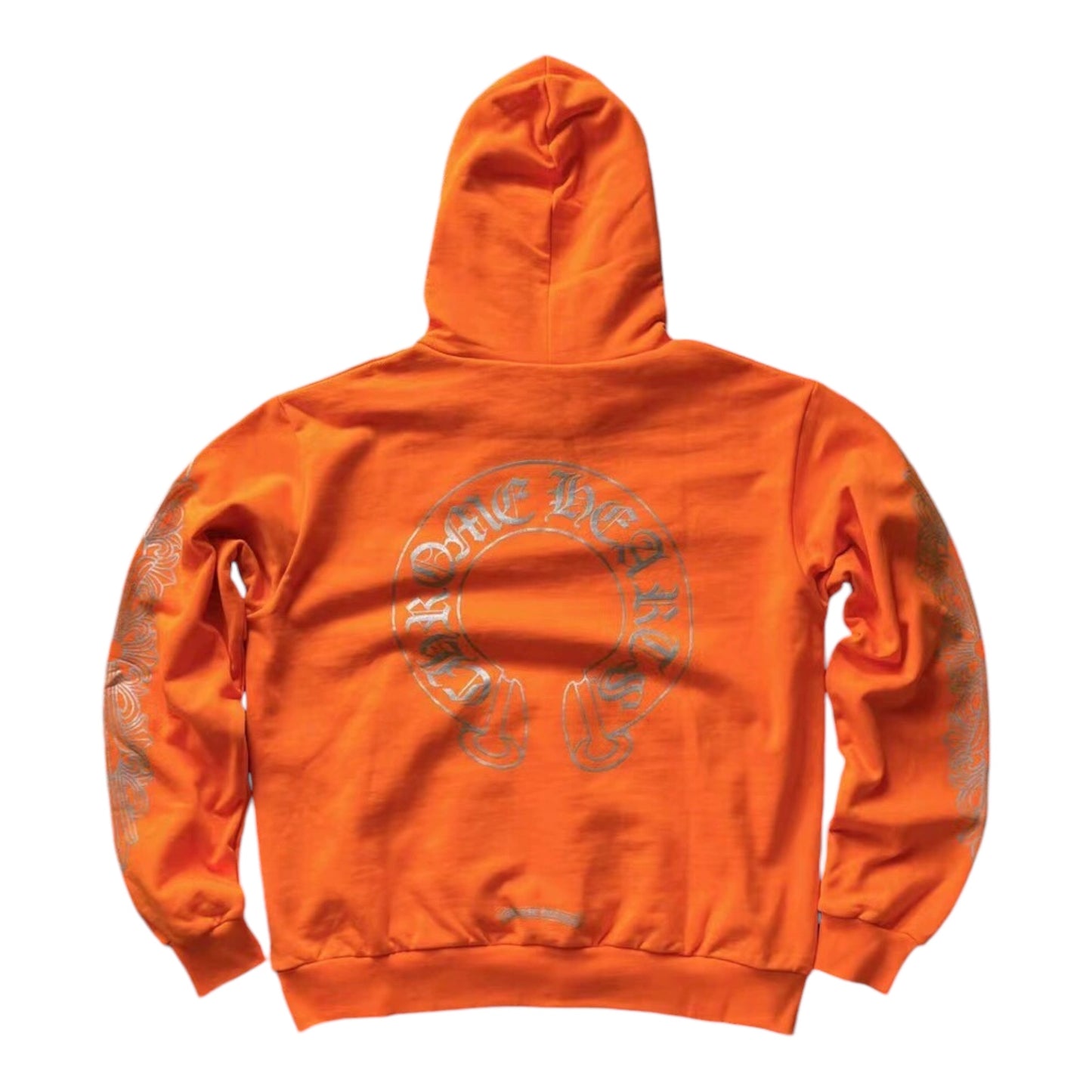 CHROME HEARTS HORSESHOE MIAMI “ORANGE/ METALLIC SILVER HOODIE