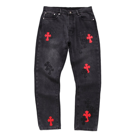 CHROME HEARTS 2 COLORS CROSS PATCH DENIM JEANS