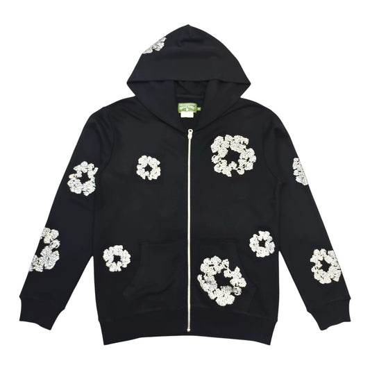 DENIM TEARS CASHMERE SWAROVSKI COTTON WREATH ZIP HOODIE