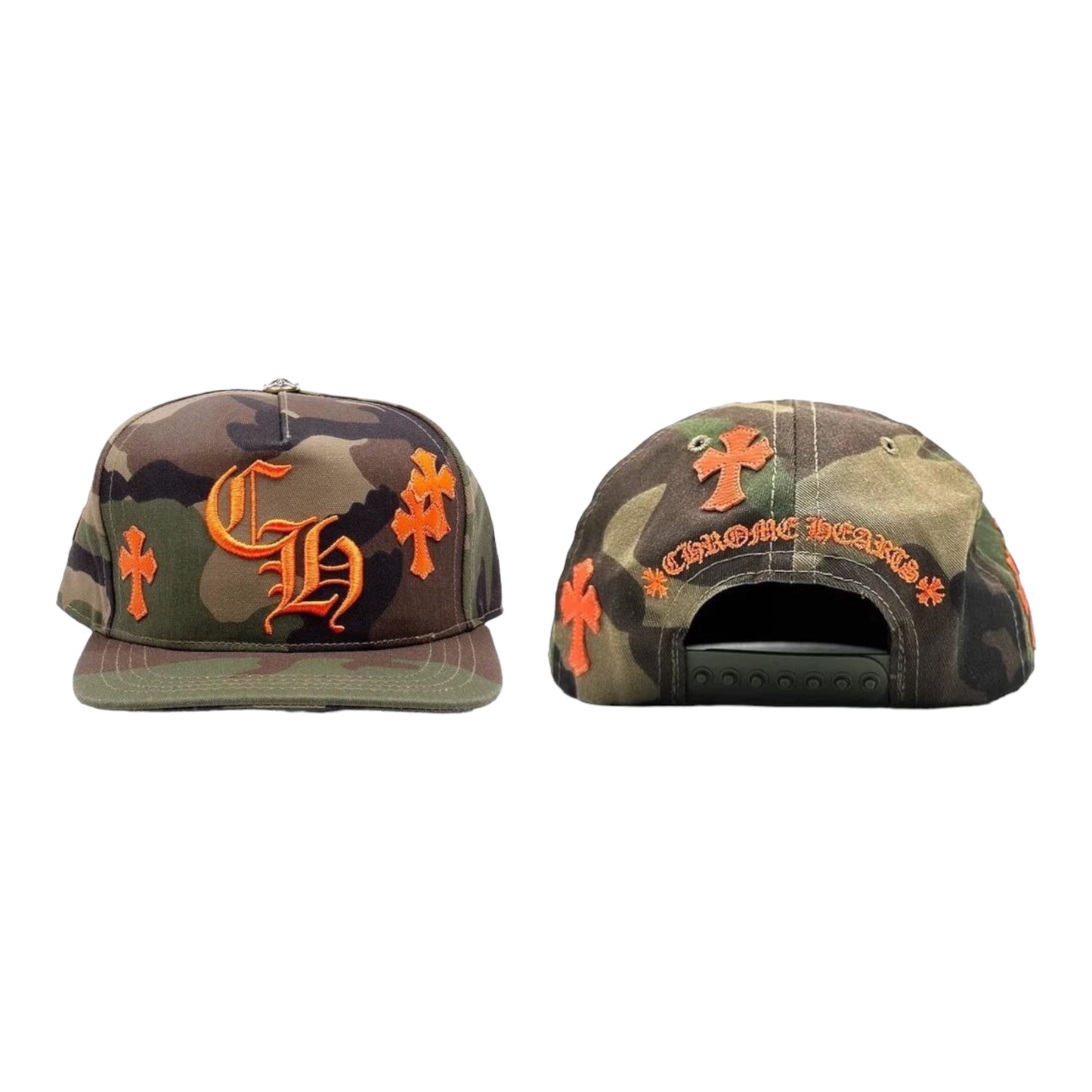 CHROME HEARTS CAMO ORANGE CROSSPATCH BASESBALL HAT