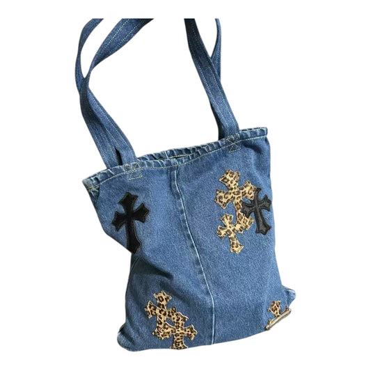 CHROME H CROSS PATCH  DENIM TOTE BAG