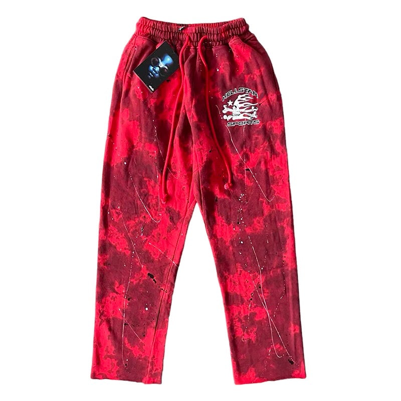 HELLSTAR SPORTS TIE DYE SWEATPANTS - Red