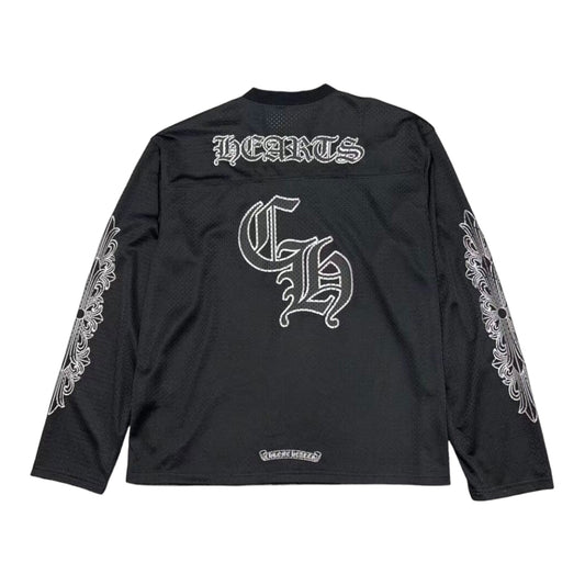 CHROME HEARTS SPORT MESH JERSEY LONG SLEEVE TOP - Black