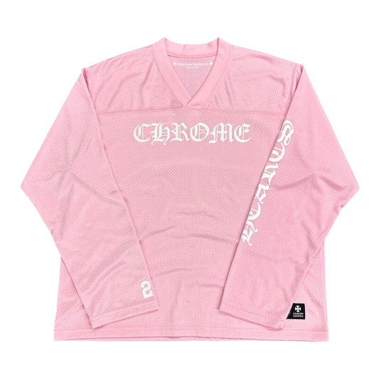 CHROME HEARTS PINK CROSS HOCKEY JERSEY LONG SLEEVE TOP